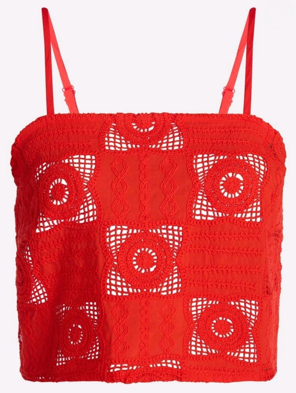 Time and Tru Cotton Crochet Coverup Tank Top Size M 8-10- Red